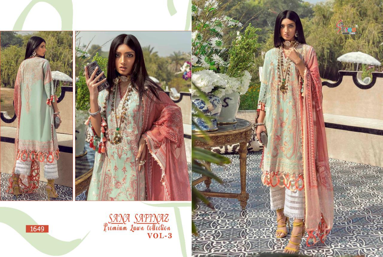 shree fab sana safinaz premium lawn collection vol 3 cotton salwar suit with cotton dupatta catalog