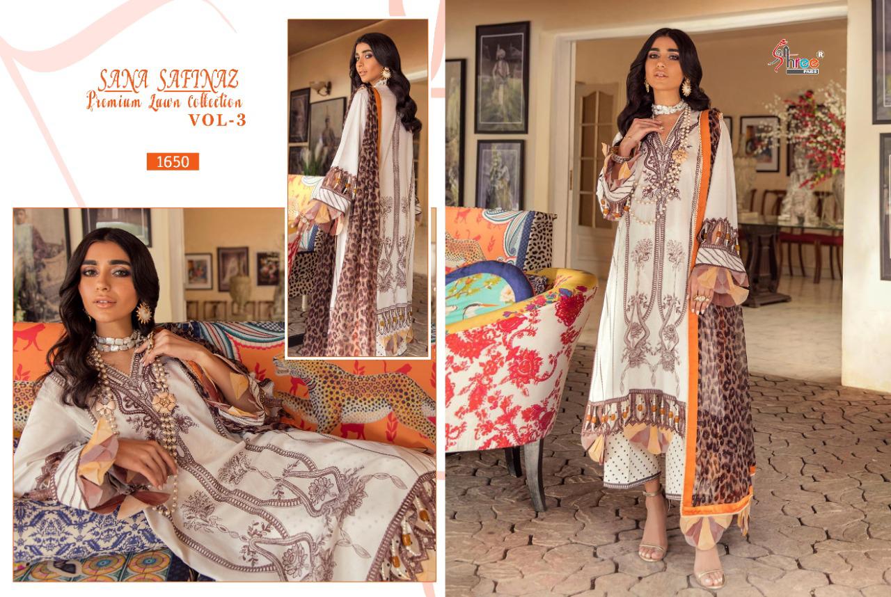 shree fab sana safinaz premium lawn collection vol 3 cotton salwar suit with cotton dupatta catalog