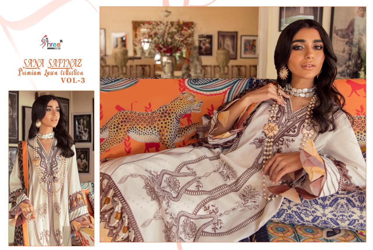 shree fab sana safinaz premium lawn collection vol 3 cotton salwar suit with cotton dupatta catalog