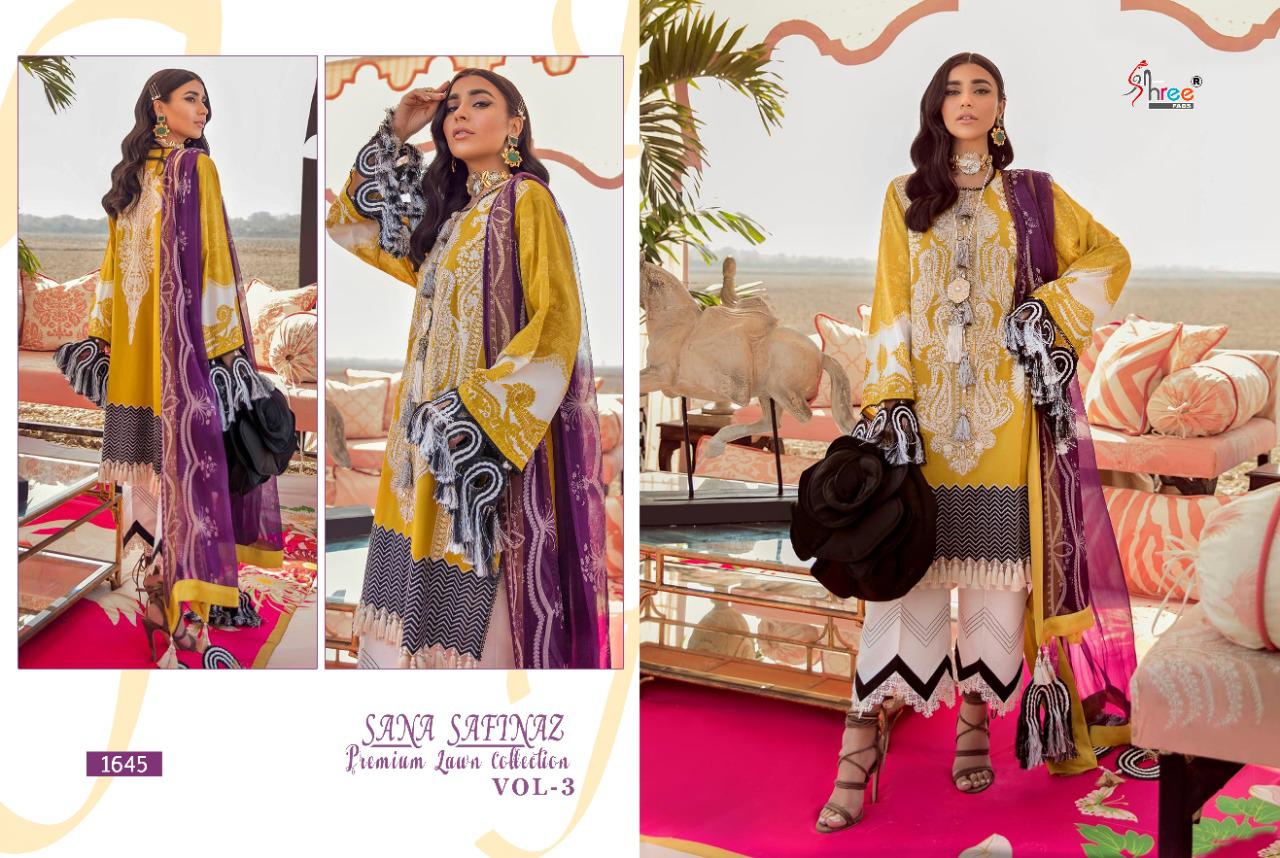 shree fab sana safinaz premium lawn collection vol 3 cotton salwar suit with cotton dupatta catalog