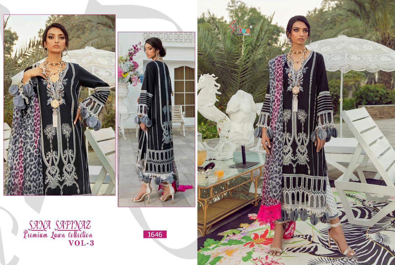 shree fab sana safinaz premium lawn collection vol 3 cotton salwar suit with cotton dupatta catalog