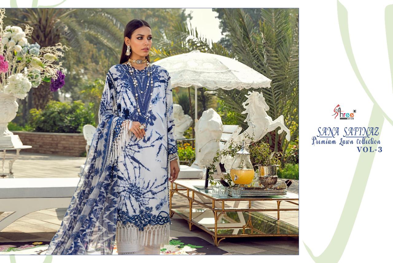 shree fab sana safinaz premium lawn collection vol 3 cotton salwar suit with cotton dupatta catalog