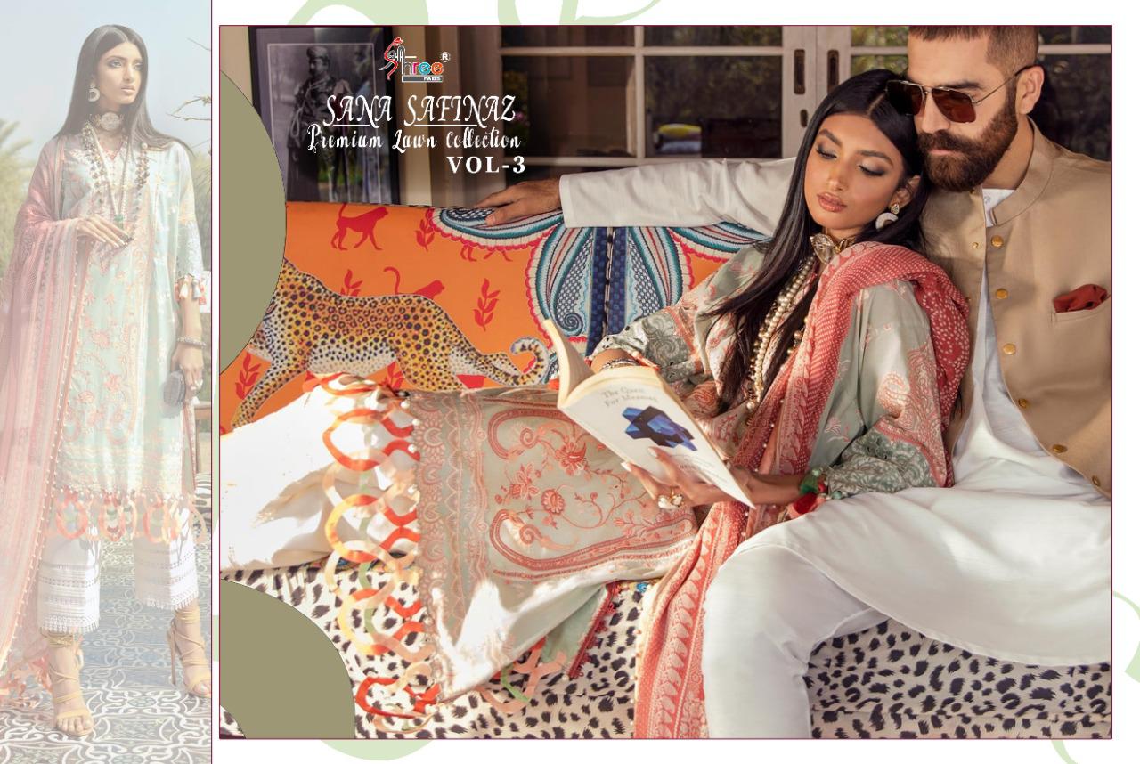 shree fab sana safinaz premium lawn collection vol 3 cotton salwar suit with cotton dupatta catalog