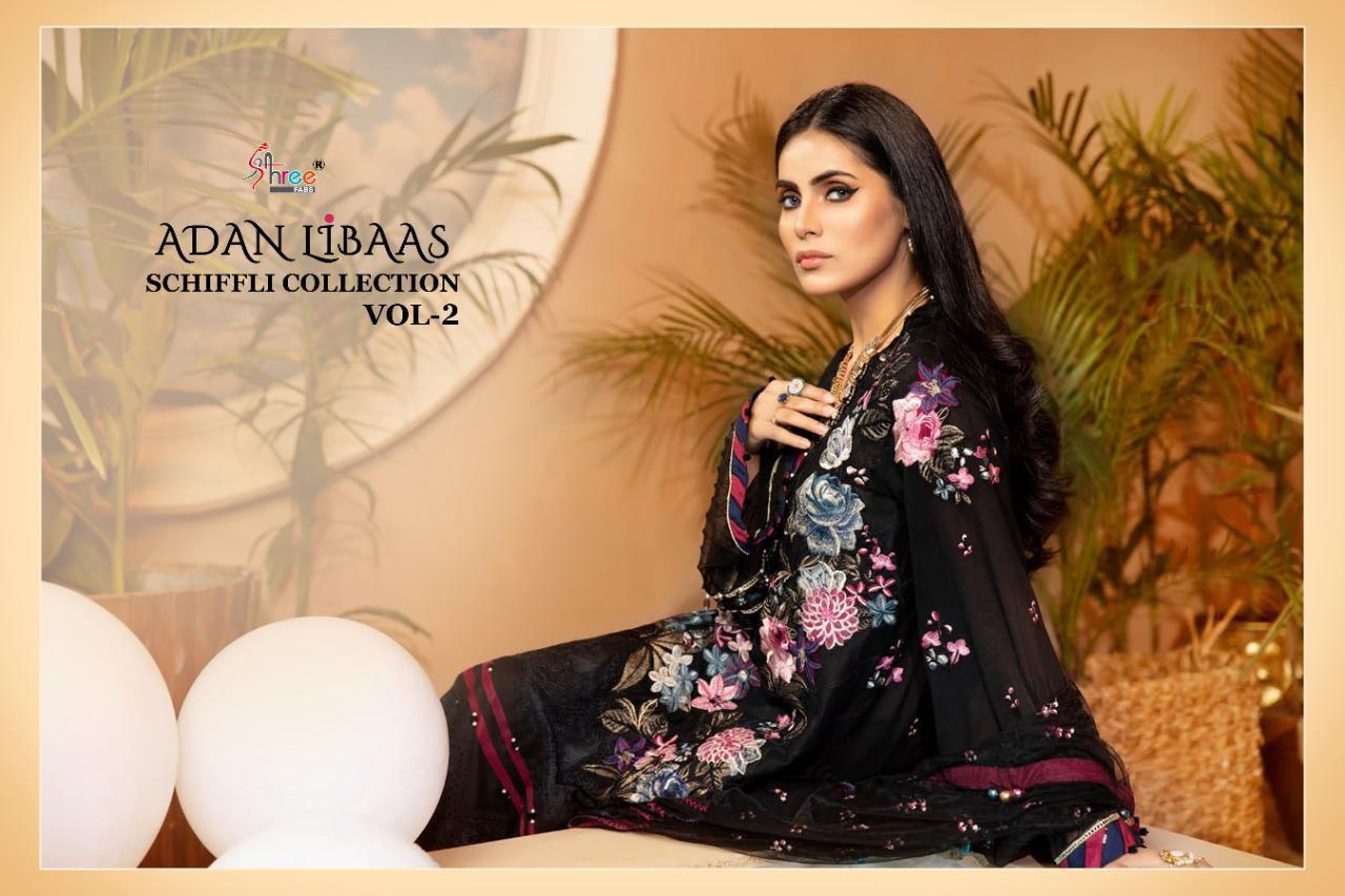 shree fad adan libaas schiffli collection vol 2 cotton decent embrodery look salwar suit catalog