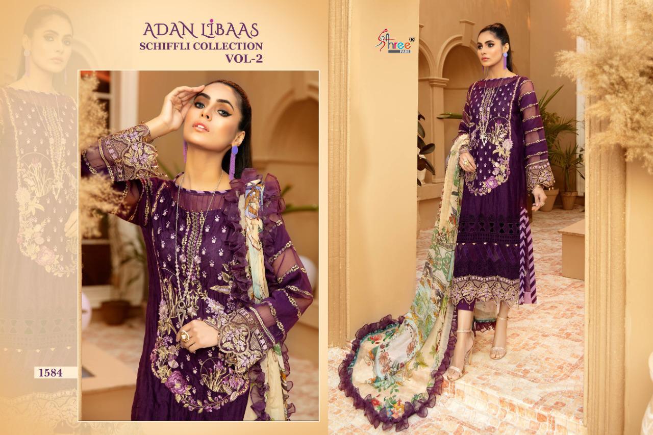 shree fad adan libaas schiffli collection vol 2 cotton decent embrodery look salwar suit catalog