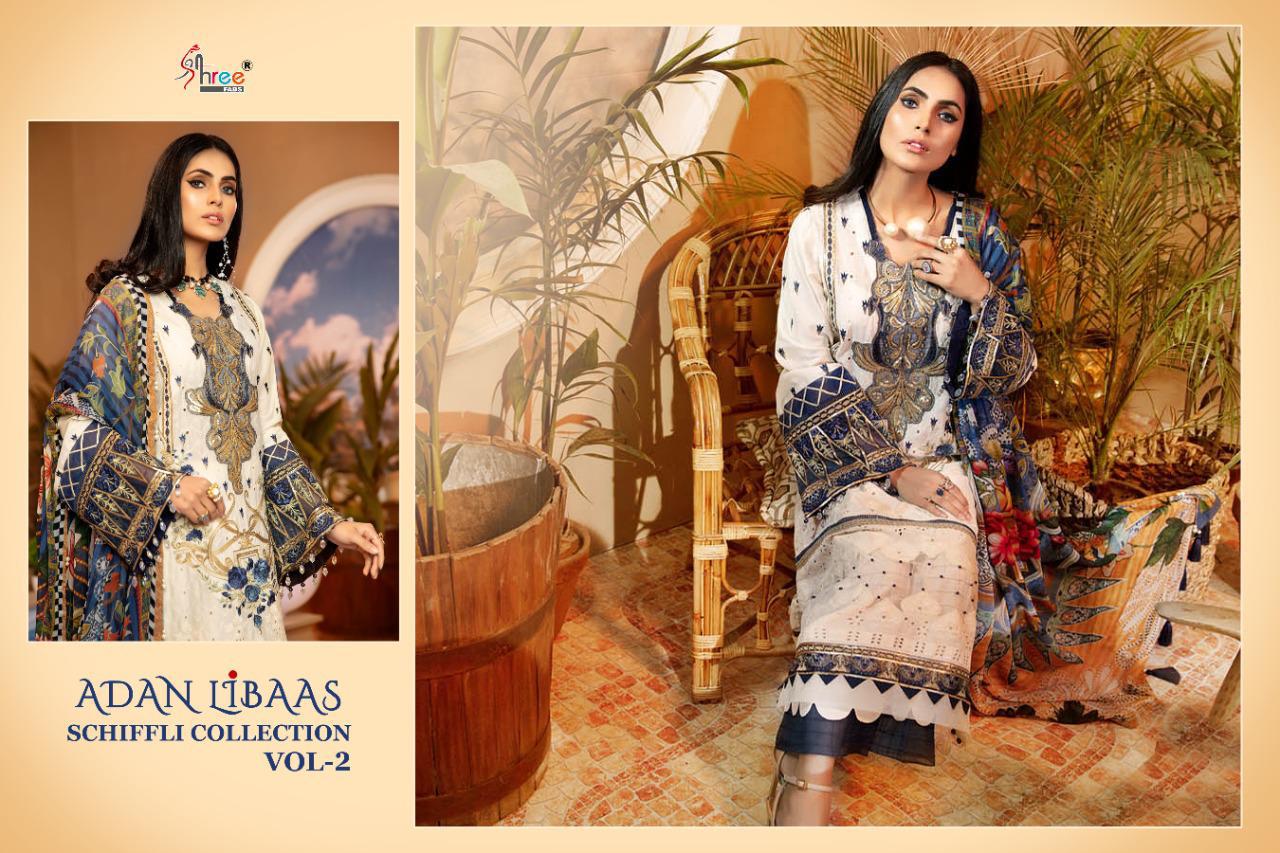 shree fad adan libaas schiffli collection vol 2 cotton decent embrodery look salwar suit catalog