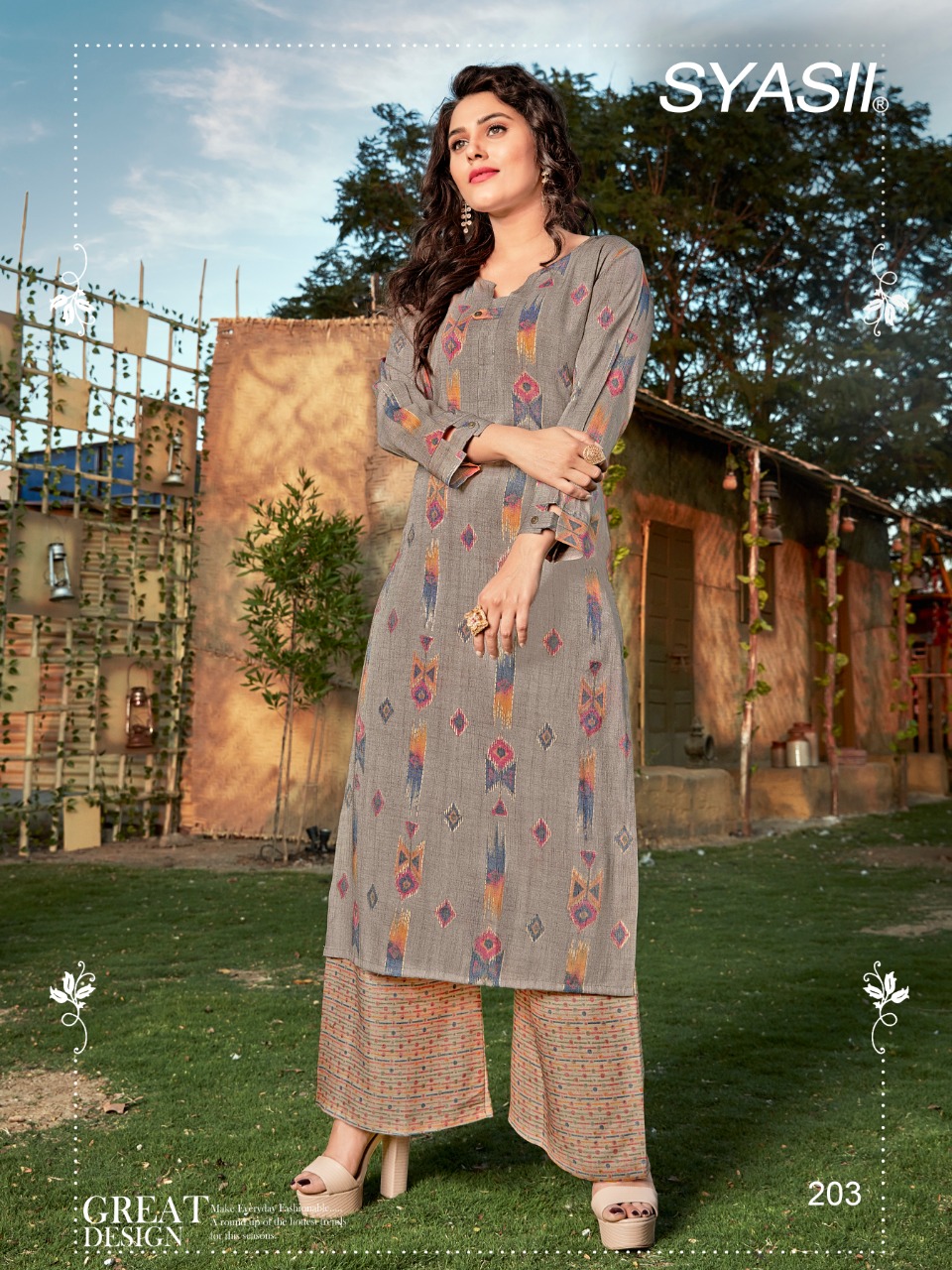 syasii culture vol 2 Capsule Rayon exclusive Foil Print kurti with plazzo catalog