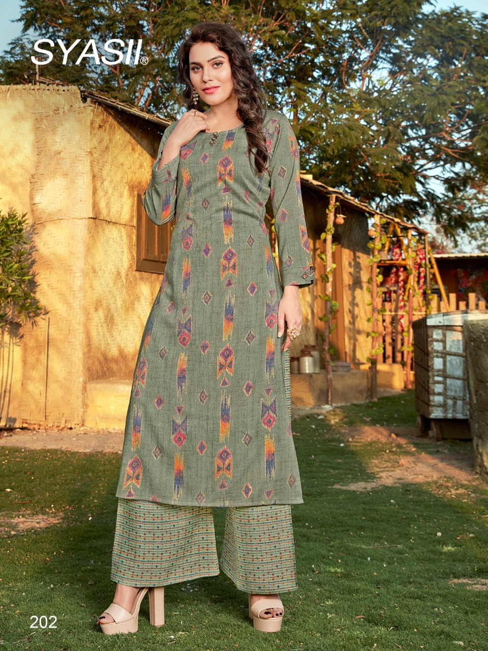 syasii culture vol 2 Capsule Rayon exclusive Foil Print kurti with plazzo catalog