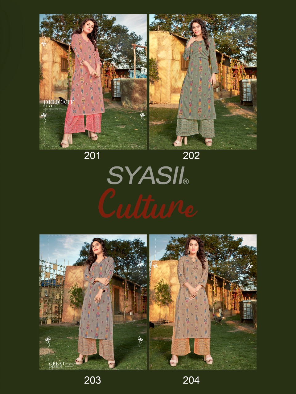 syasii culture vol 2 Capsule Rayon exclusive Foil Print kurti with plazzo catalog