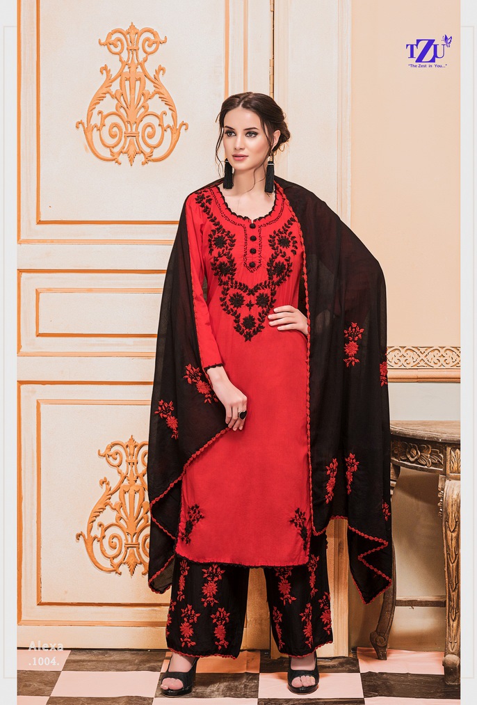 tzu alexa cotton gorgeous look kurti with bottom and dupatta catalog