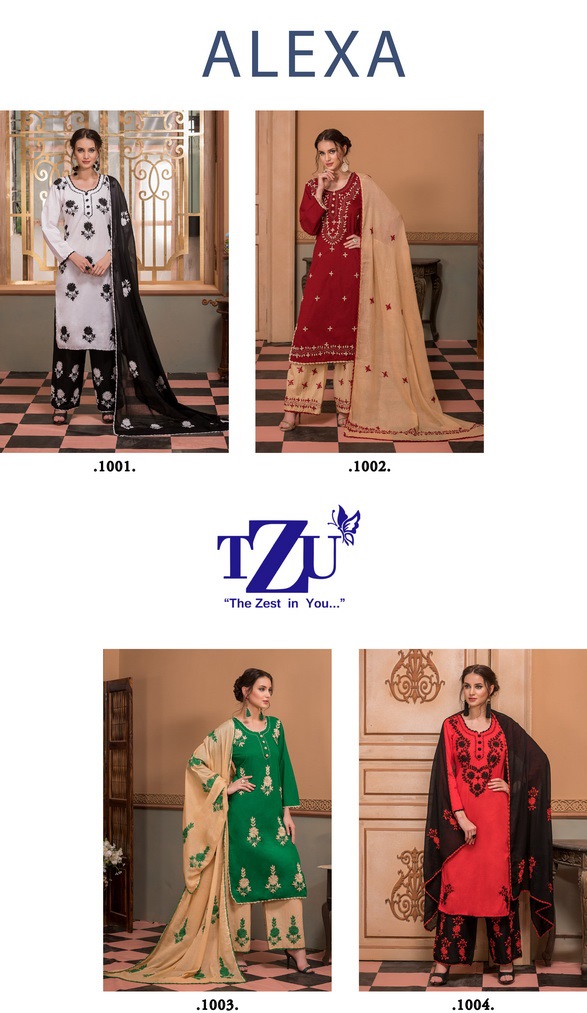 tzu alexa cotton gorgeous look kurti with bottom and dupatta catalog