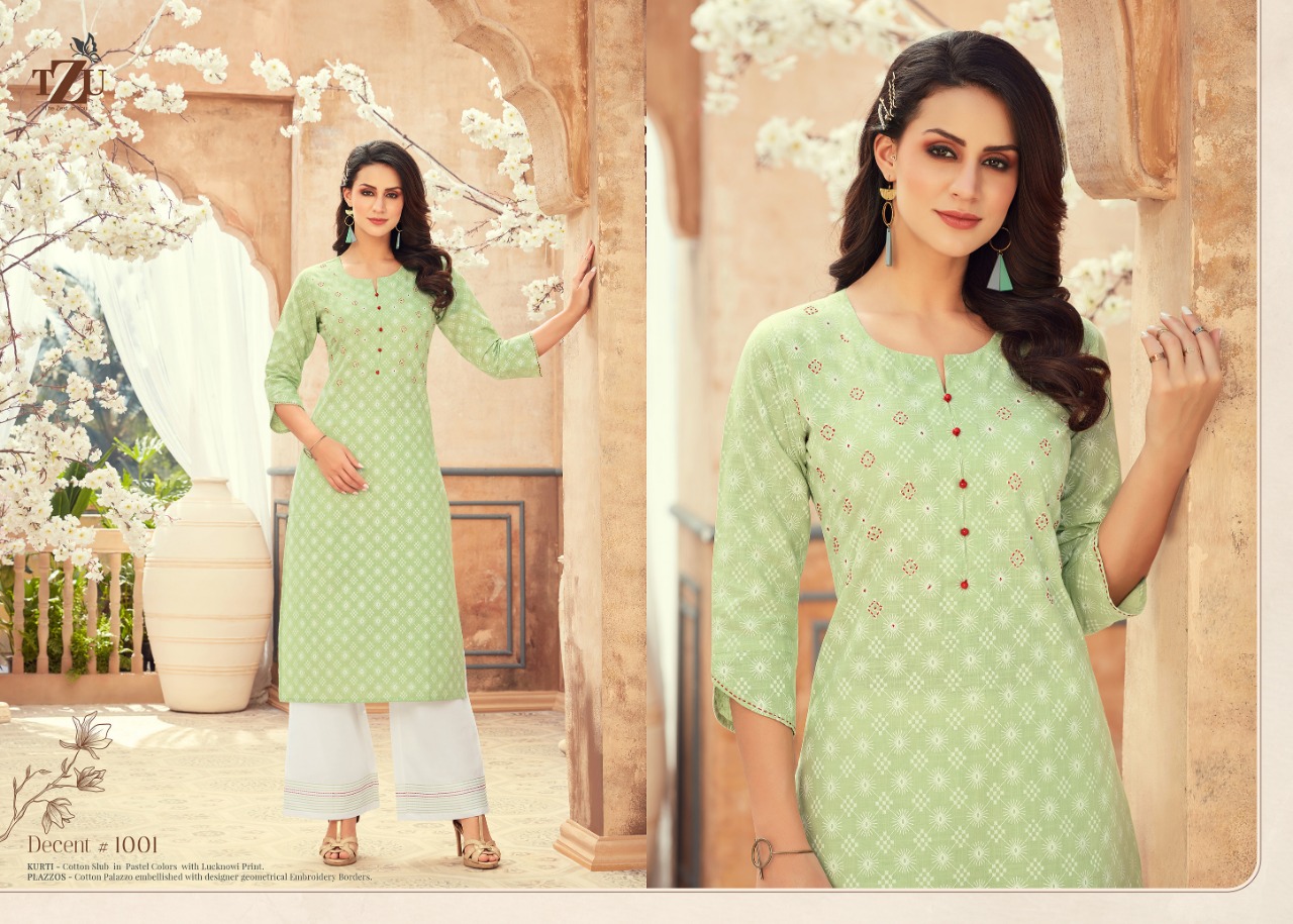 tzu decent vol 2 cotton modern look kurta with pant catalog