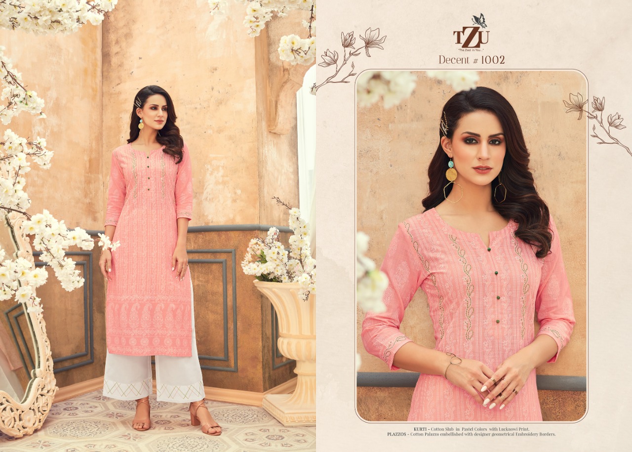 tzu decent vol 2 cotton modern look kurta with pant catalog