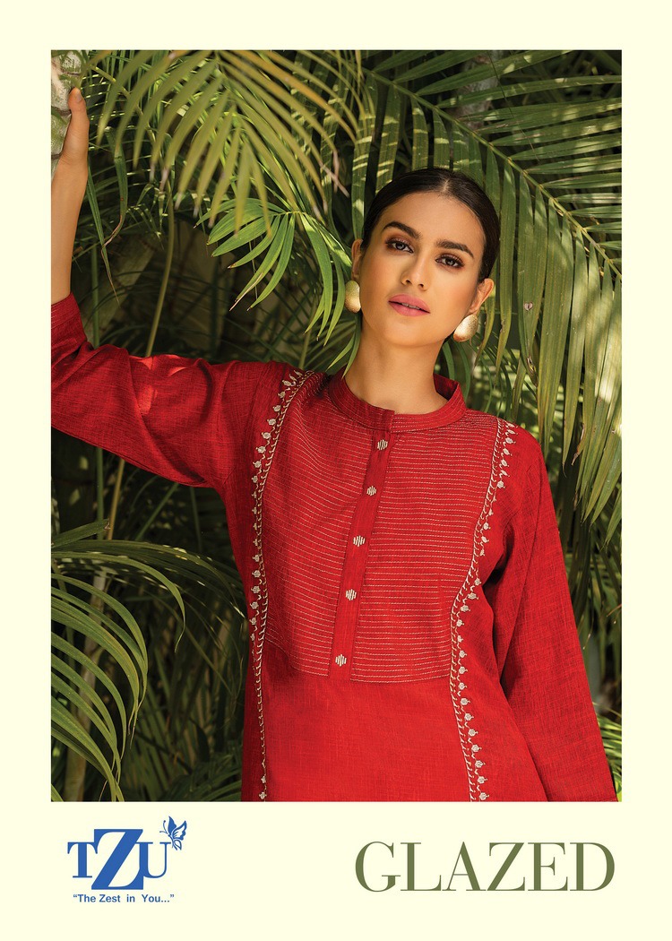 Tzu glazed rayon gorgeous look kurti with bottom catalog