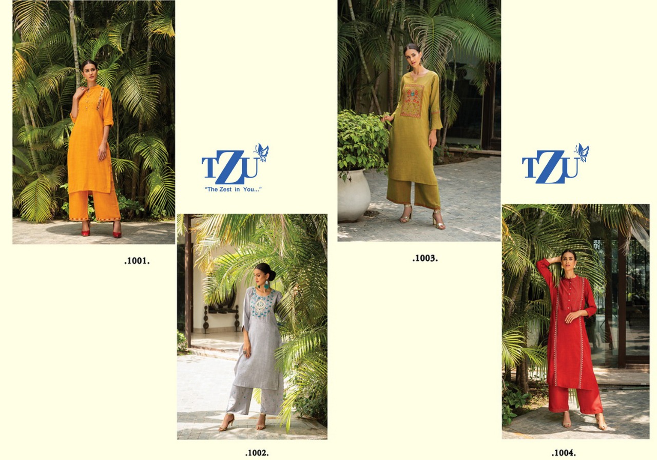 Tzu glazed rayon gorgeous look kurti with bottom catalog