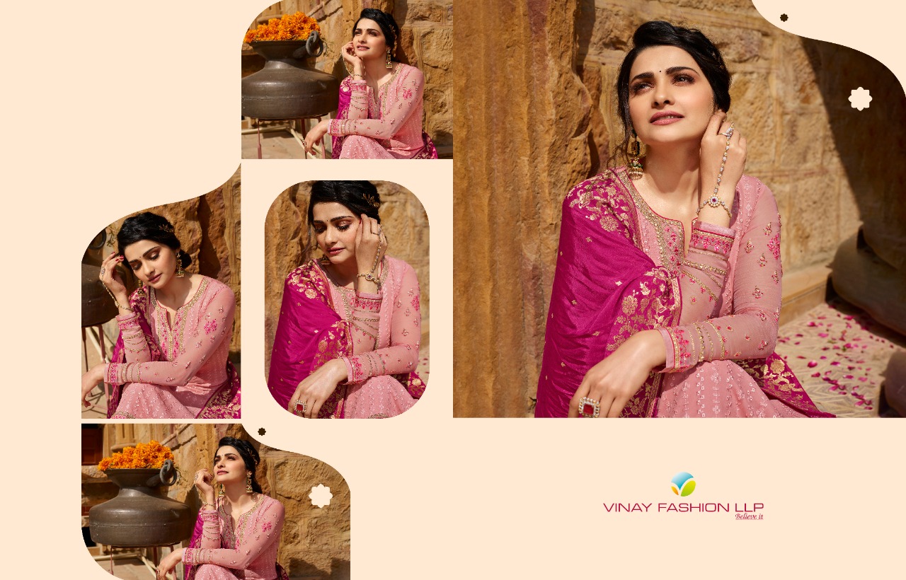 Vinay fashion moon georgette decent embroidary look salwar suit catalog