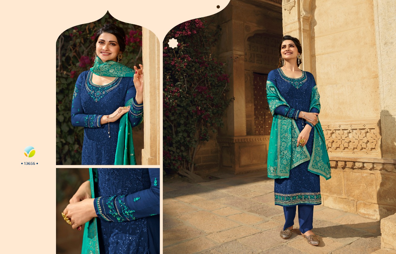 Vinay fashion moon georgette decent embroidary look salwar suit catalog