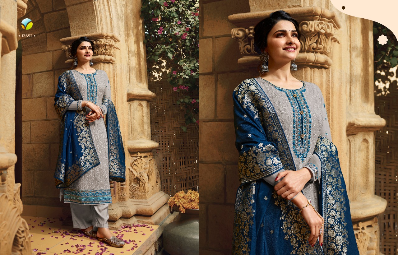 Vinay fashion moon georgette decent embroidary look salwar suit catalog