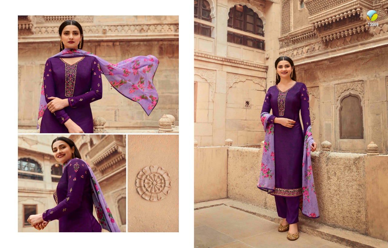 vinay fashion silkina crepe decent look salwar suit catalog