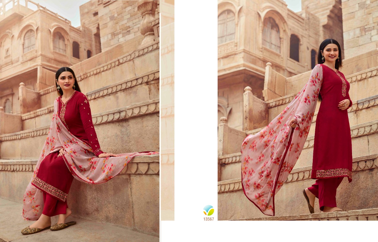 vinay fashion silkina crepe decent look salwar suit catalog