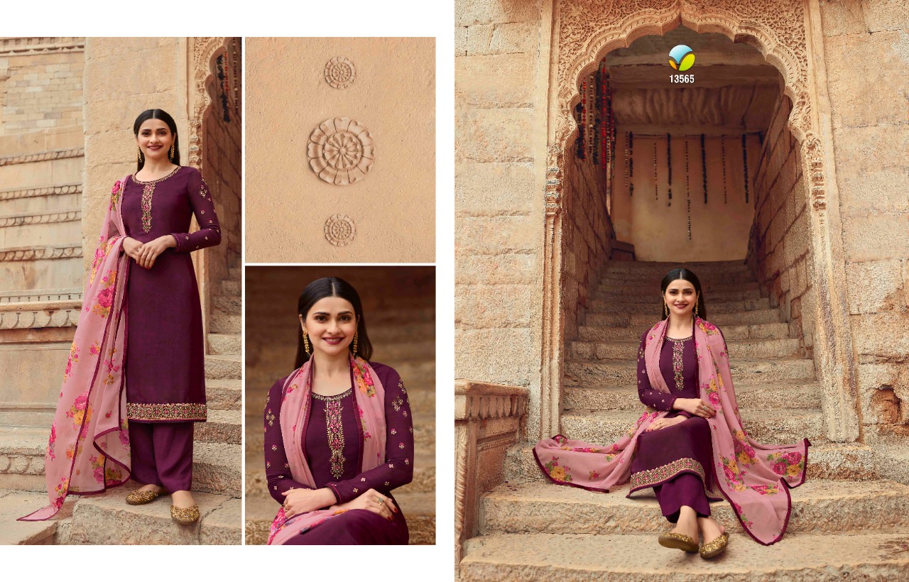 vinay fashion silkina crepe decent look salwar suit catalog