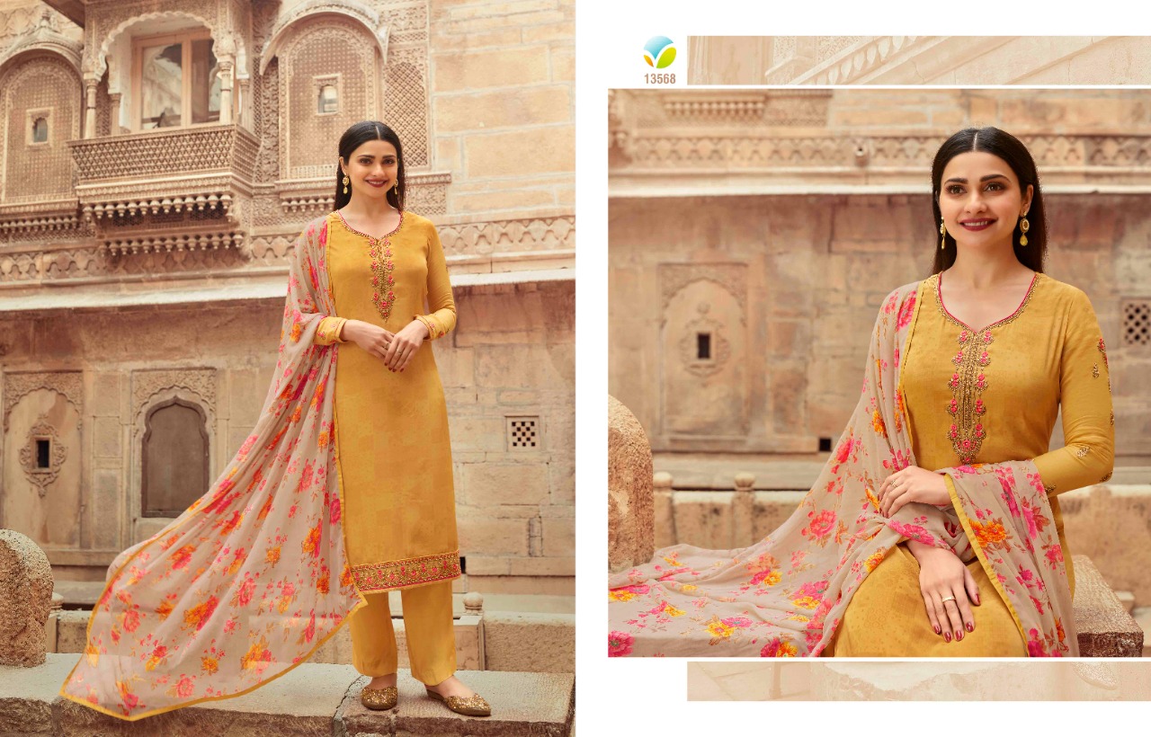 vinay fashion silkina crepe decent look salwar suit catalog