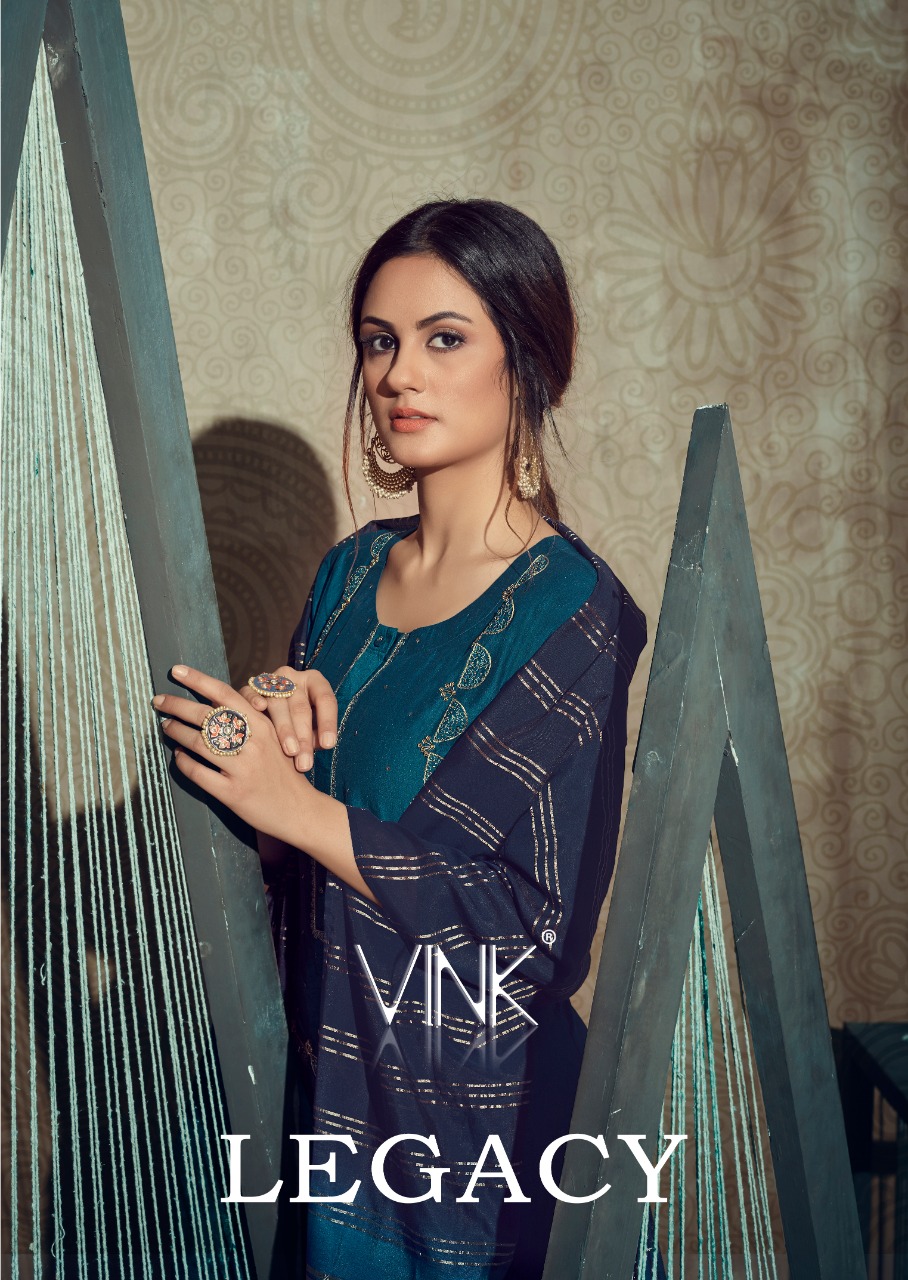 vink legacy vicose innovative style kurti dupatta with plazzo catalog