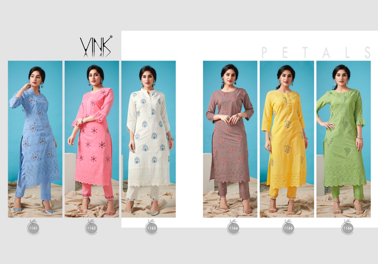 vink petals cotton  elegant kurti with pant catalog