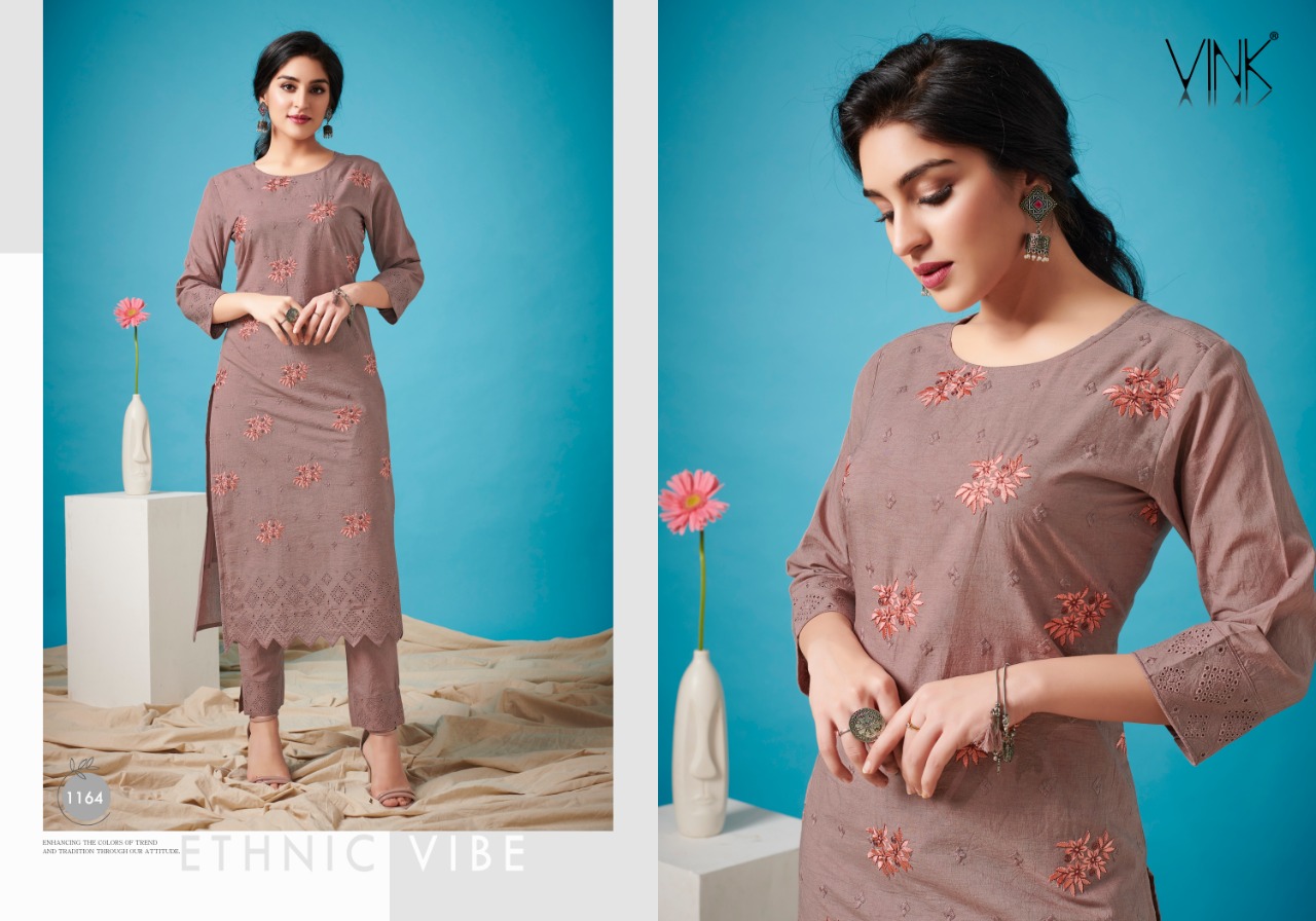 vink petals cotton  elegant kurti with pant catalog