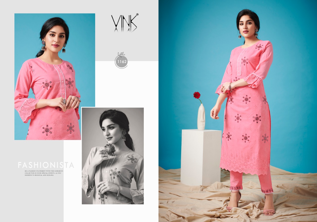 vink petals cotton  elegant kurti with pant catalog