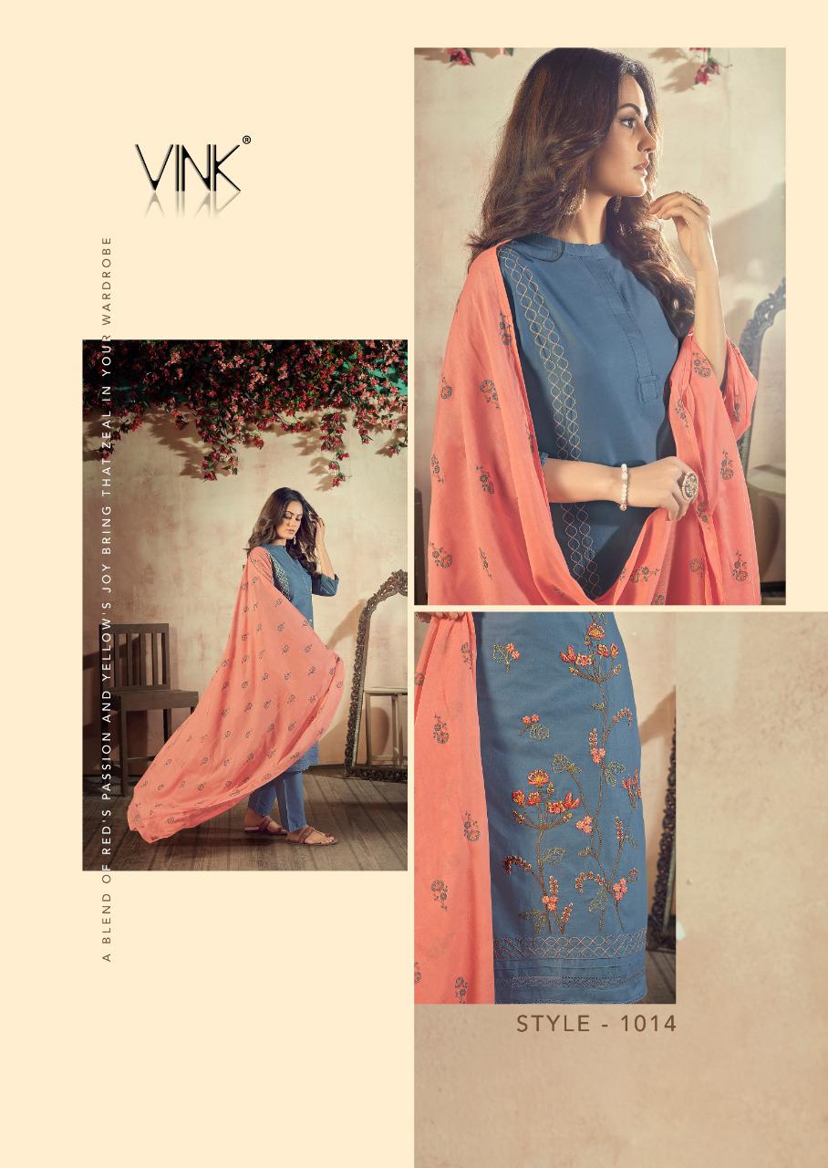 vink plum cotton innovative style kurti dupatta with pant catalog