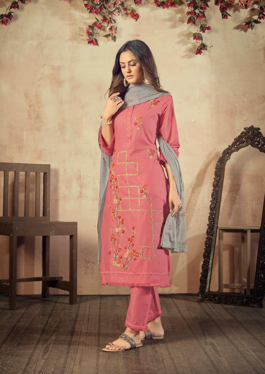 vink plum cotton innovative style kurti dupatta with pant catalog