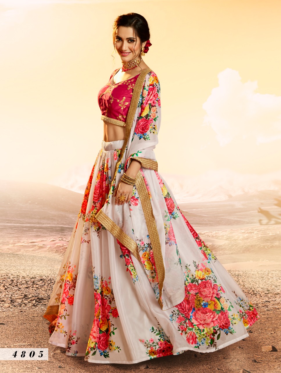 virasat devi 4801 to 4807 organza innovative style lehenga catalog