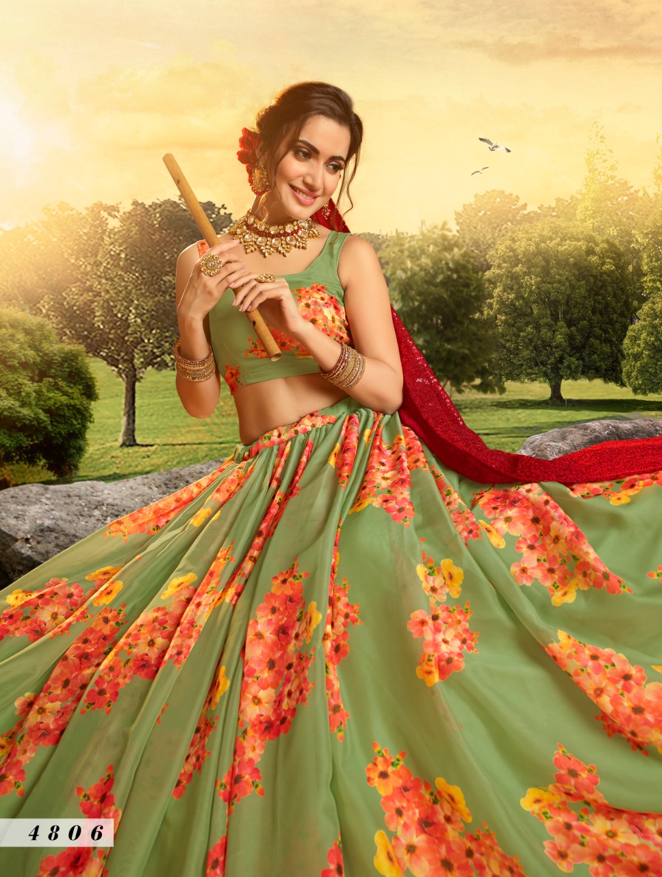 virasat devi 4801 to 4807 organza innovative style lehenga catalog