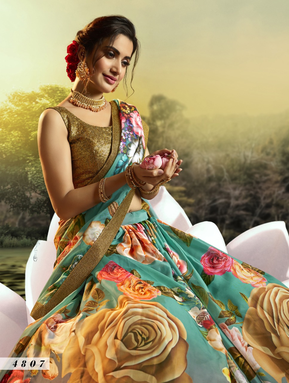 virasat devi 4801 to 4807 organza innovative style lehenga catalog