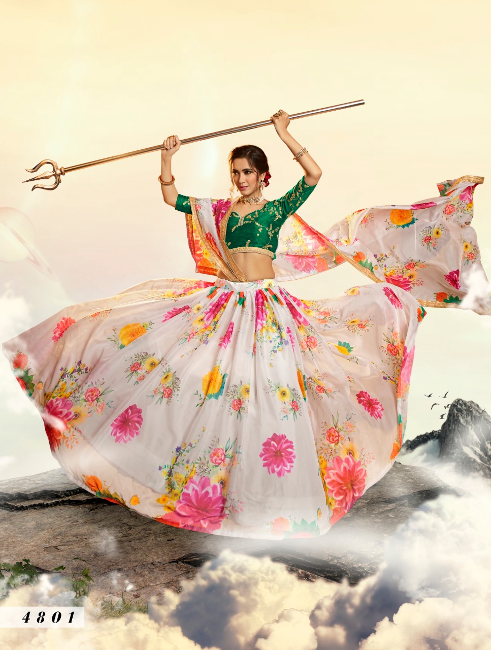 virasat devi 4801 to 4807 organza innovative style lehenga catalog