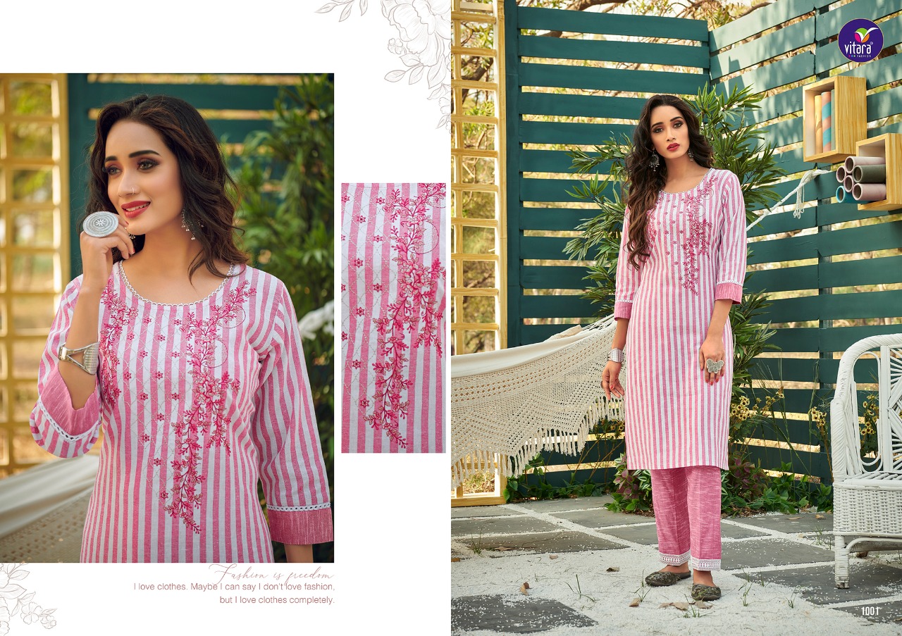 vitara fashion flora cotton elegant kurti with pant catalog