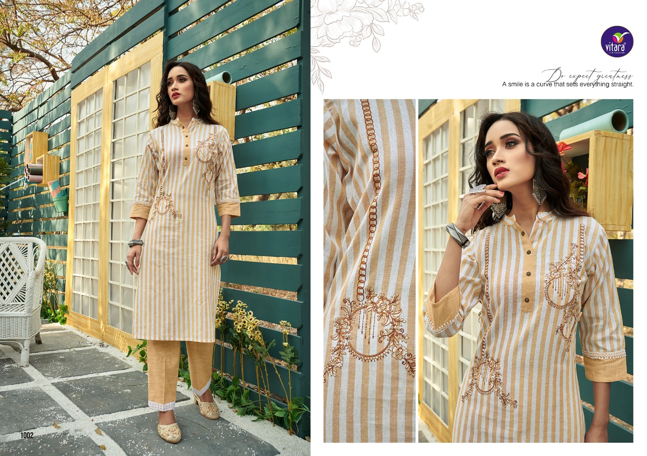 vitara fashion flora cotton elegant kurti with pant catalog