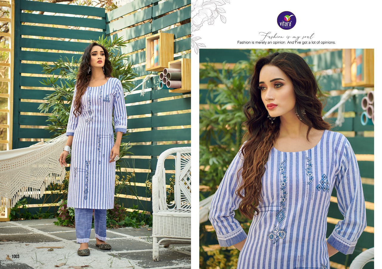 vitara fashion flora cotton elegant kurti with pant catalog