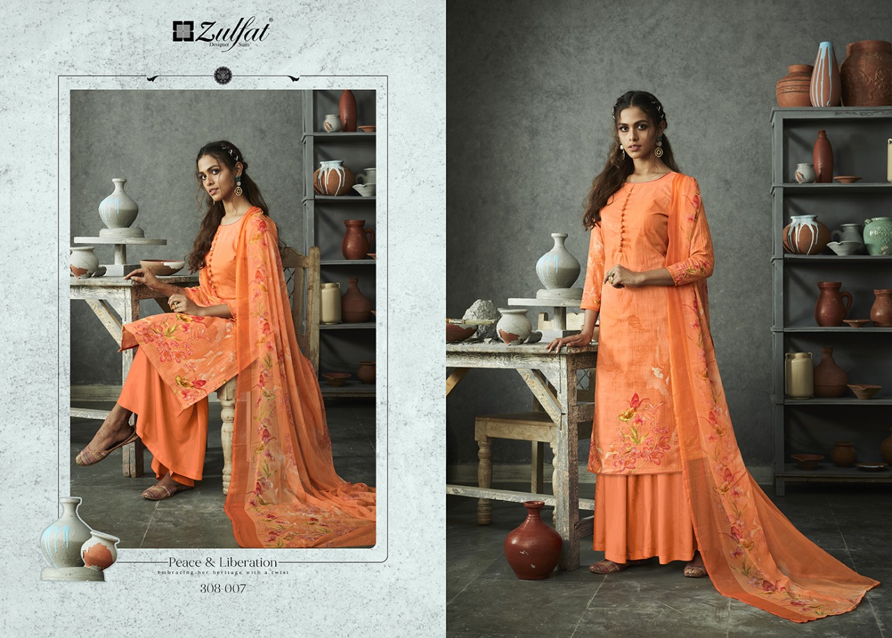 zulfat designer gulmohar cotton ecclusive print salwar suit catalog