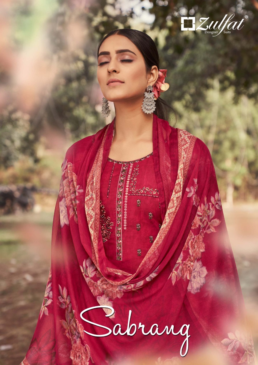 zulfat designer suits sabrang cotton classic trendy look salwar suit catalog