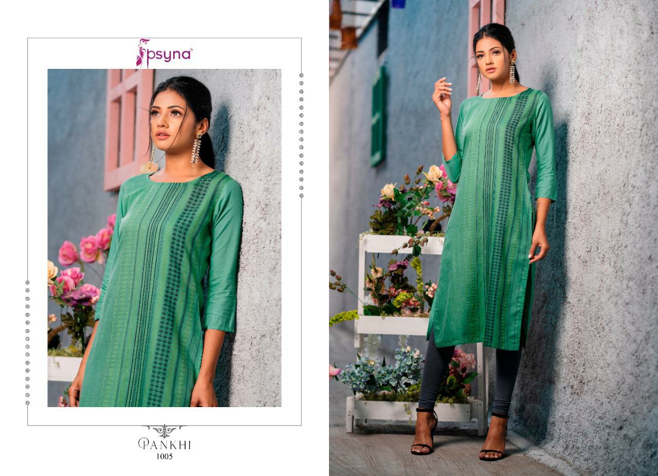 Psyna pankhi rayon attractive style kurti catalog