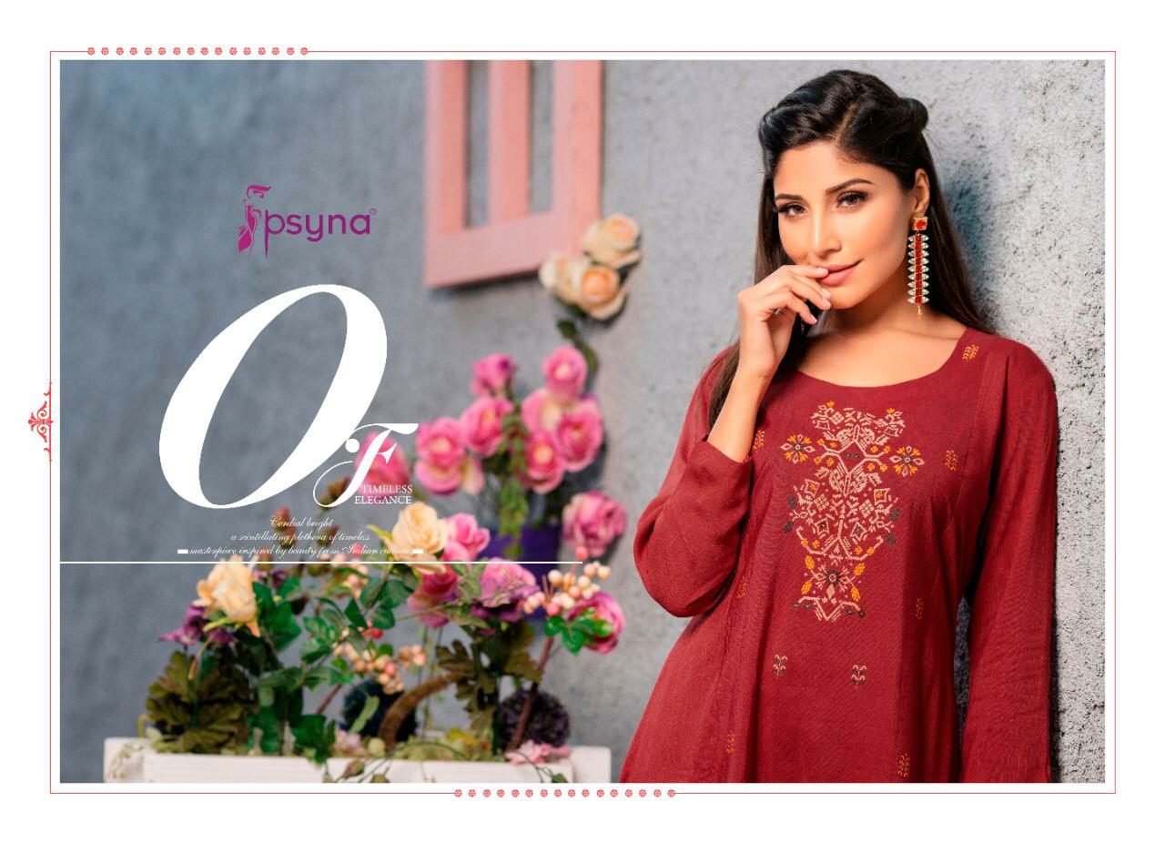 Psyna pankhi rayon attractive style kurti catalog