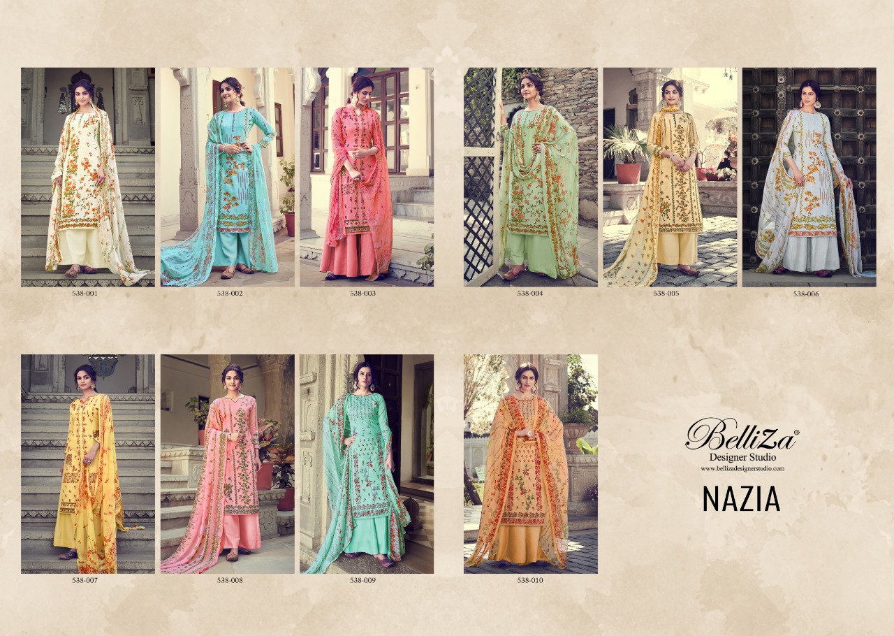 belliza designer studio nazia cotton attrective print and colour salwar suit catalog