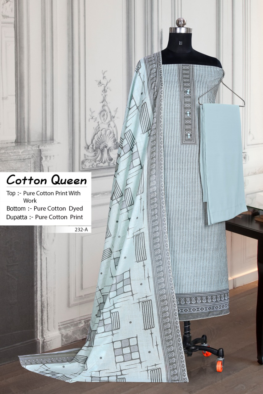 bipson cotton queen 232 cotton exclusive print salwar suit colour set