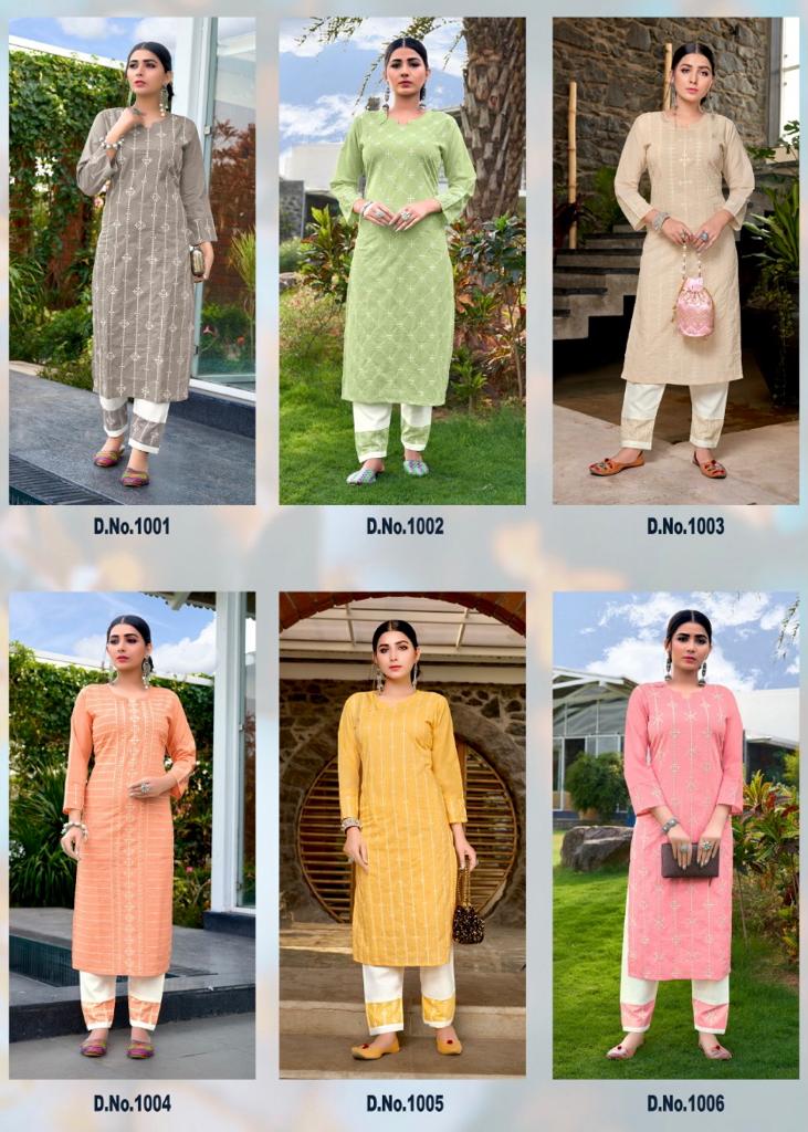 channel 9 shaleen rayon decent colours kurti with pant catalog