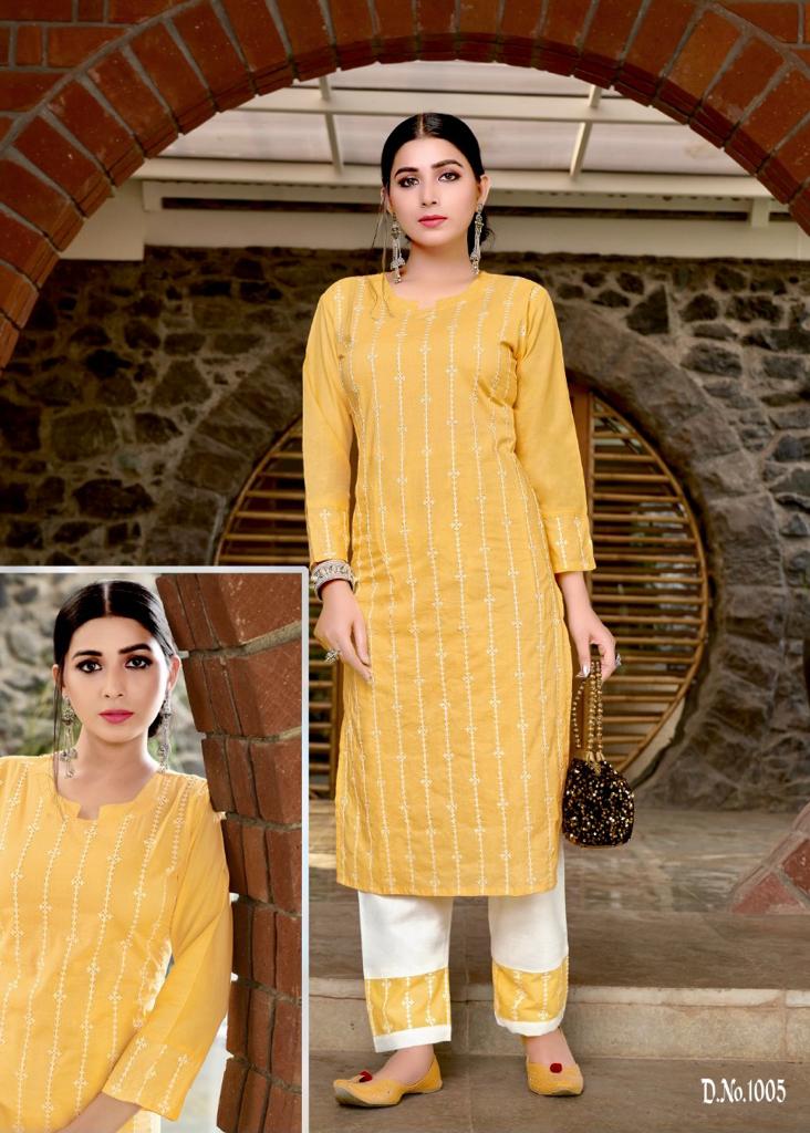 channel 9 shaleen rayon decent colours kurti with pant catalog