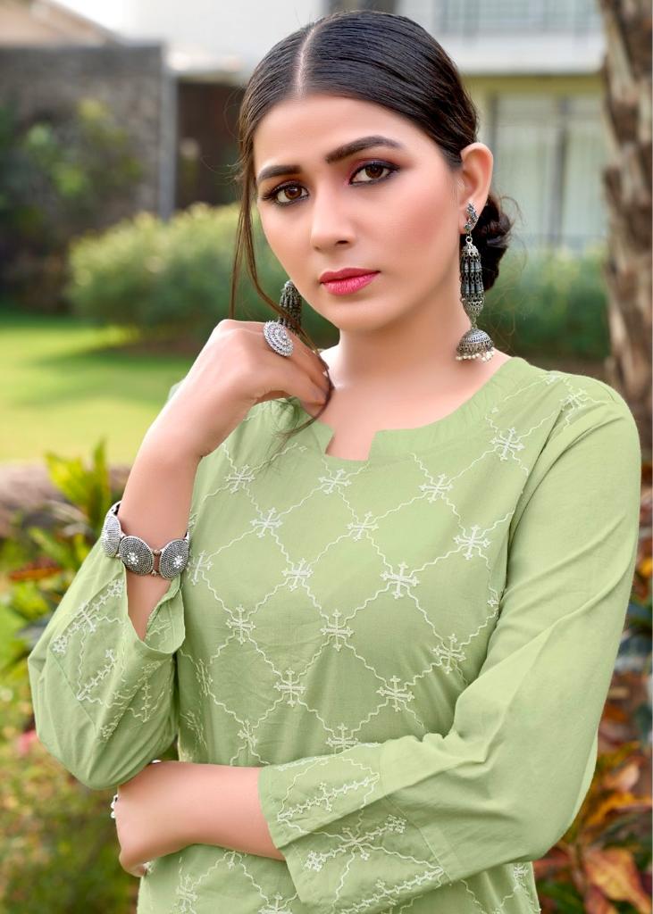 channel 9 shaleen rayon decent colours kurti with pant catalog