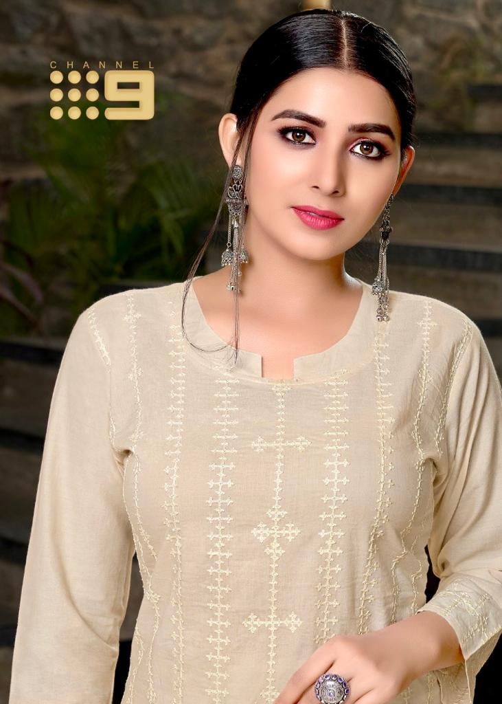 channel 9 shaleen rayon decent colours kurti with pant catalog