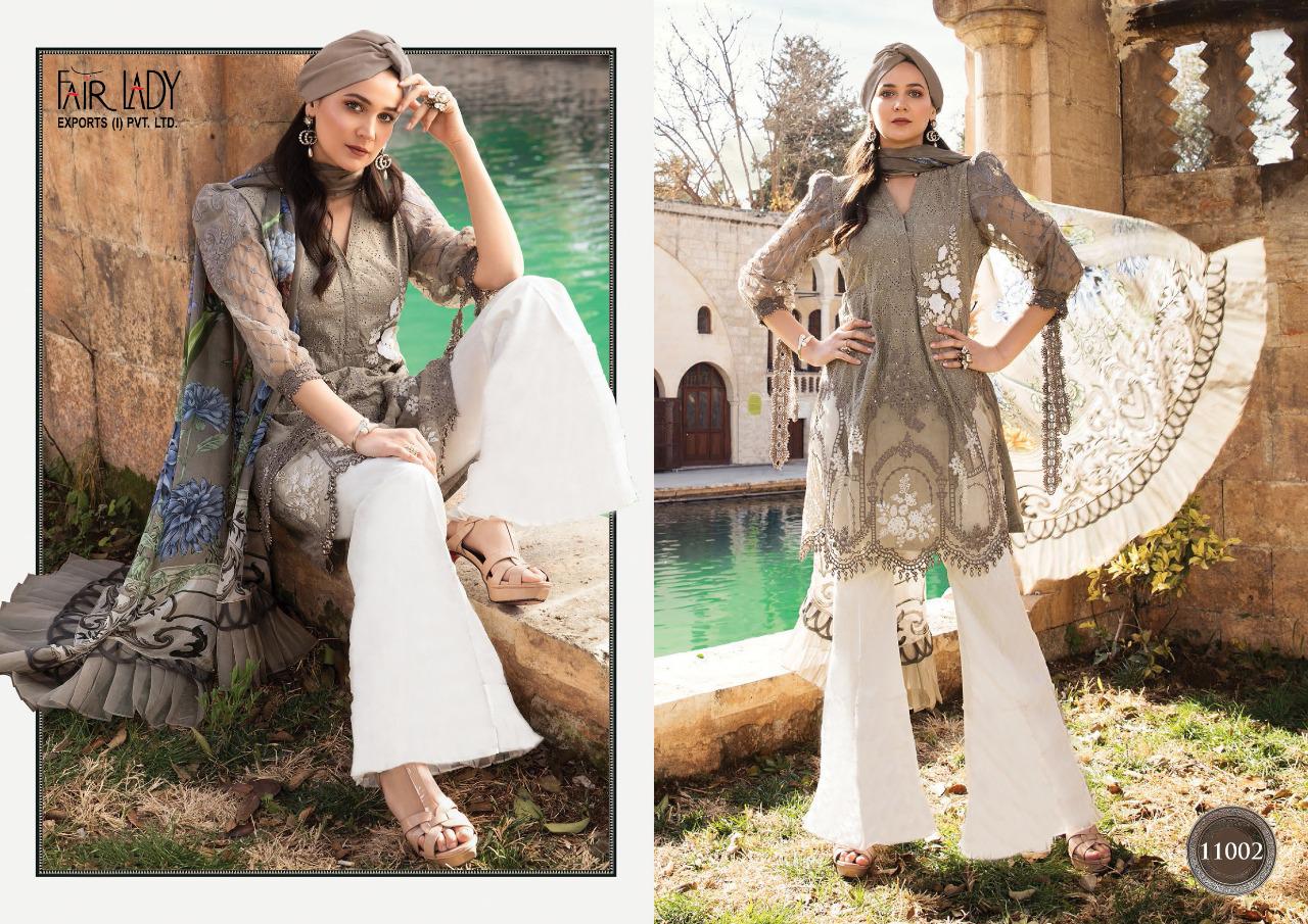 fair lady maria b m prints vol 2 shatin festive look  salwar suit with lawn dupatta catalog